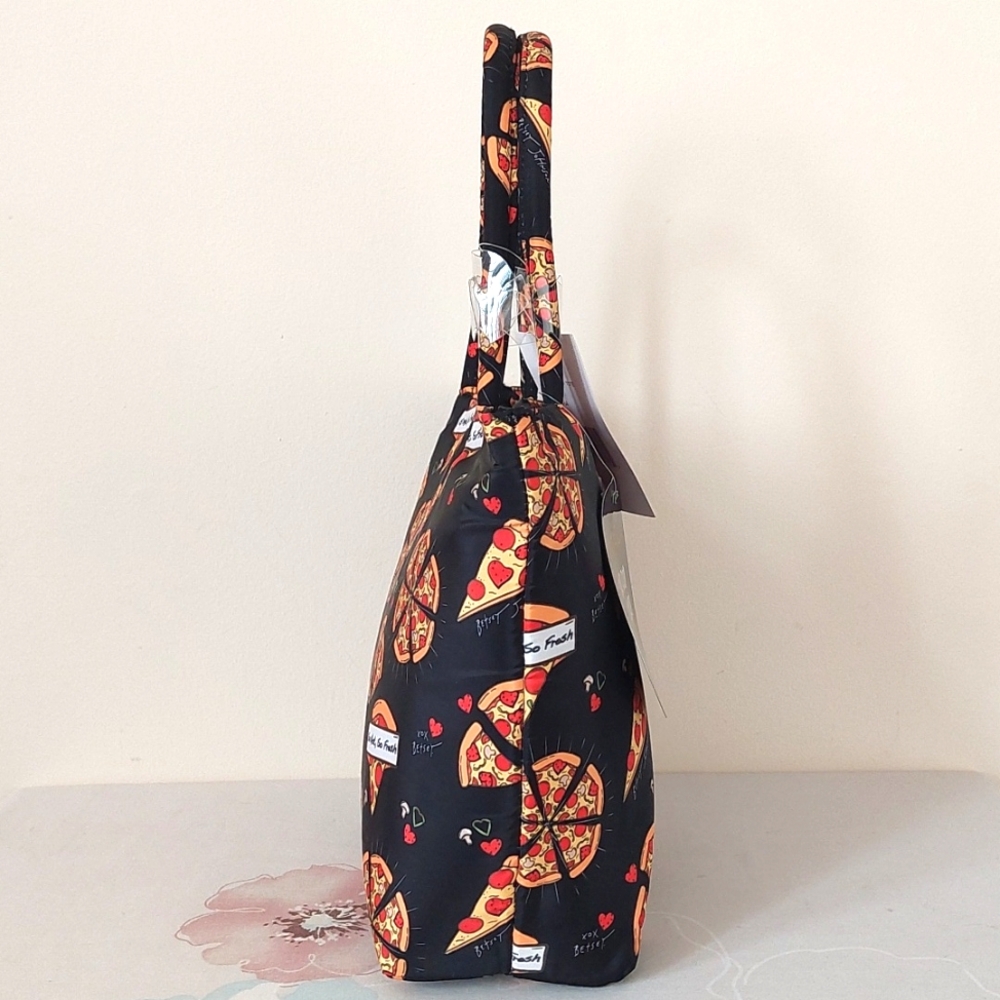 New Betsey Johnson Pizza Print Lunch Tote Bag - Picture 5 of 16